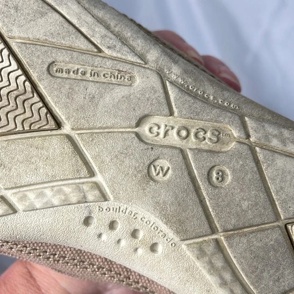 CROCS Walu Tan Canvas Loafer Deck Boat  Shoe Non-mark Sole Preppy Logo Coastal 8 - Picture 10 of 13